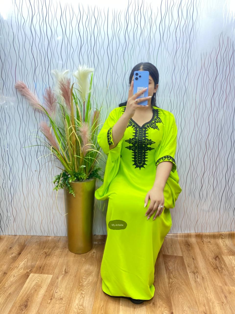 Jellaba Rouge Broderie Noire - 9