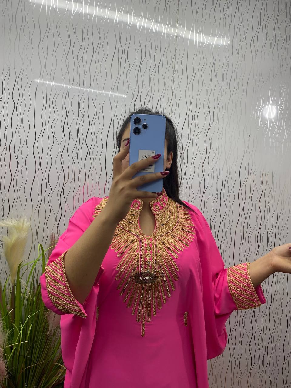 Boubou Élégant Vert Pomme Brodée Or - 9