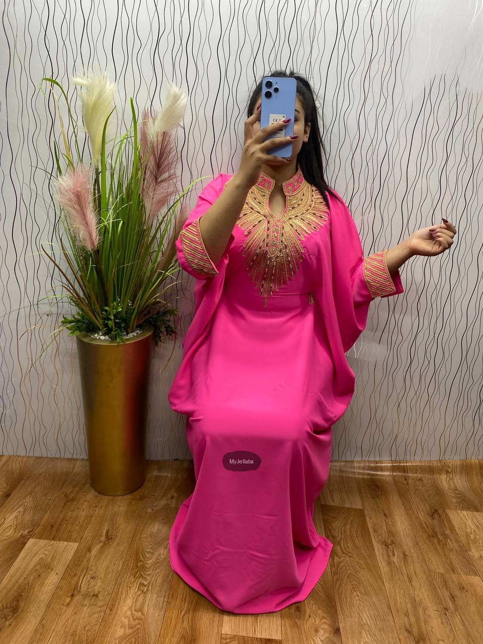 Boubou Élégant Vert Pomme Brodée Or