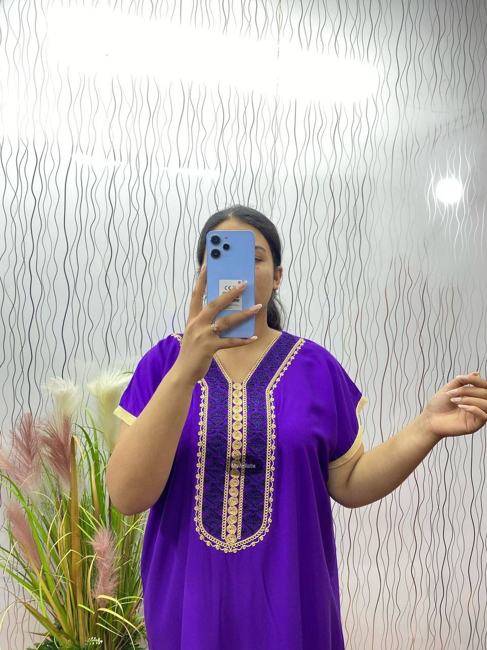 Jellaba Violette Brodée Or - 10