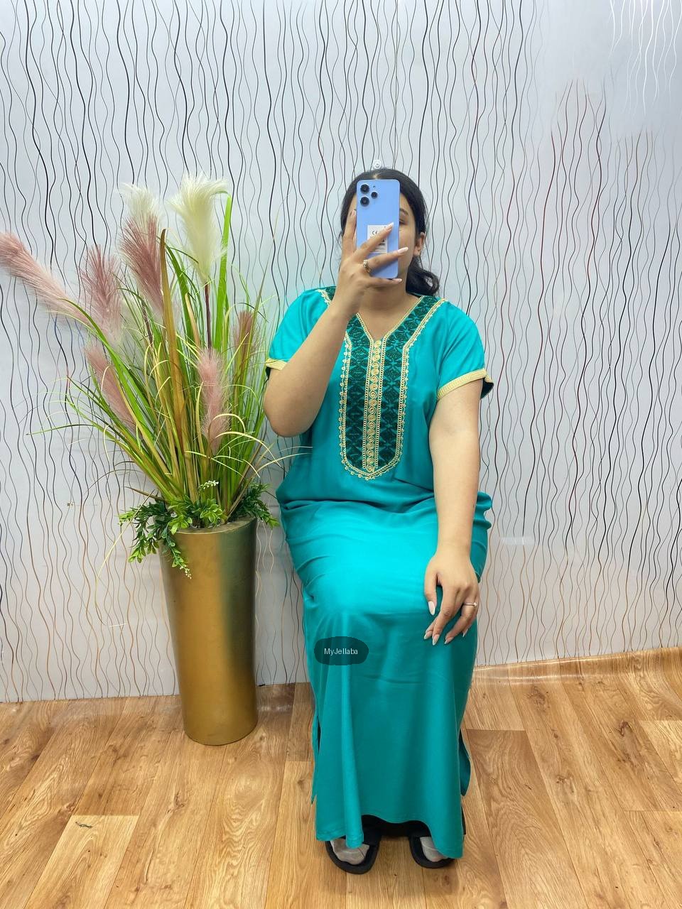 Jellaba Turquoise Élégante Brodée