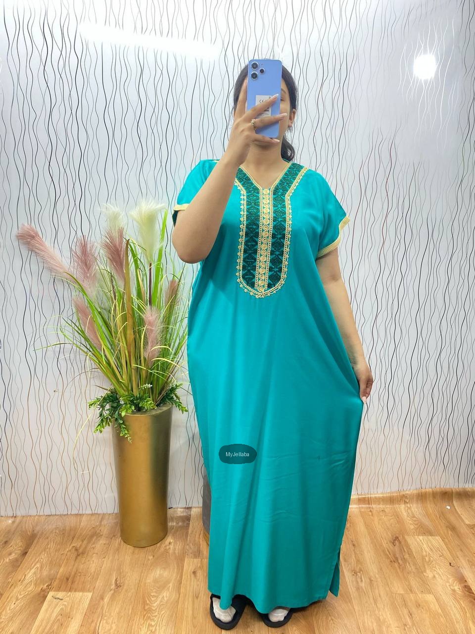 Jellaba Turquoise Élégante Brodée - 7