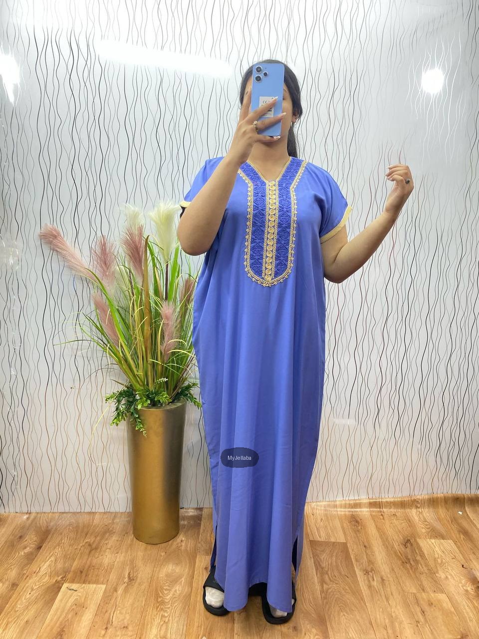 Jellaba Bleu Royale Brodée - 5