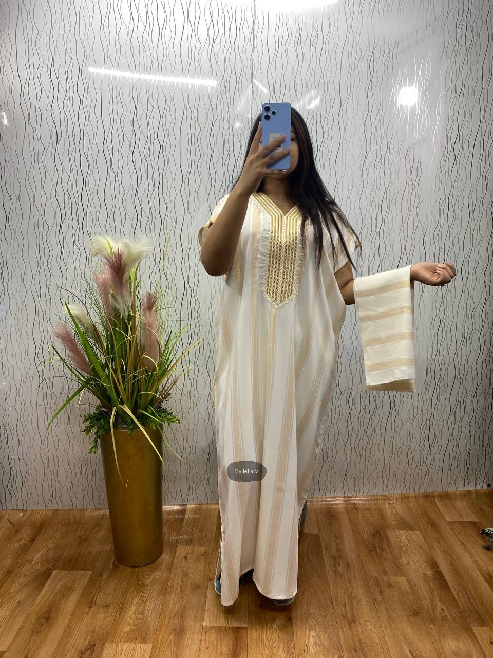 Jellaba Longue Rayée Or
